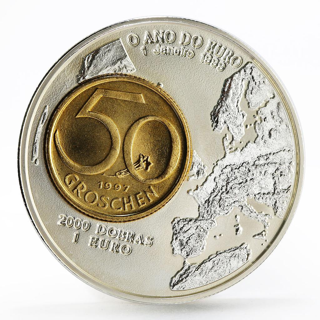 Sao Tome and Principe 2000 dobras Year of the Euro 50 Groschen bimetal coin 1999