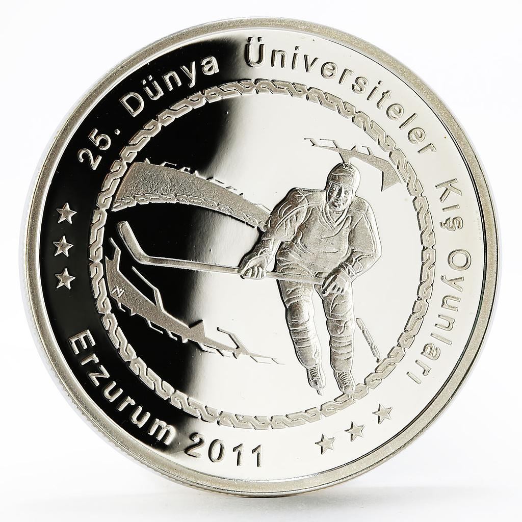 Turkey 50 lira World Universities Winter Games series Hockey silver coin 2011