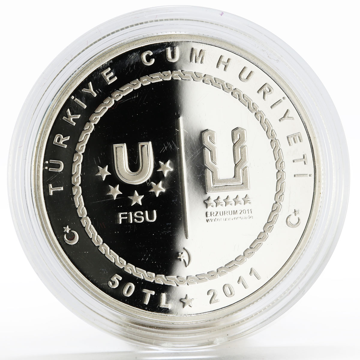 Turkey 50 lira World Universities Winter Games series Hockey silver coin 2011