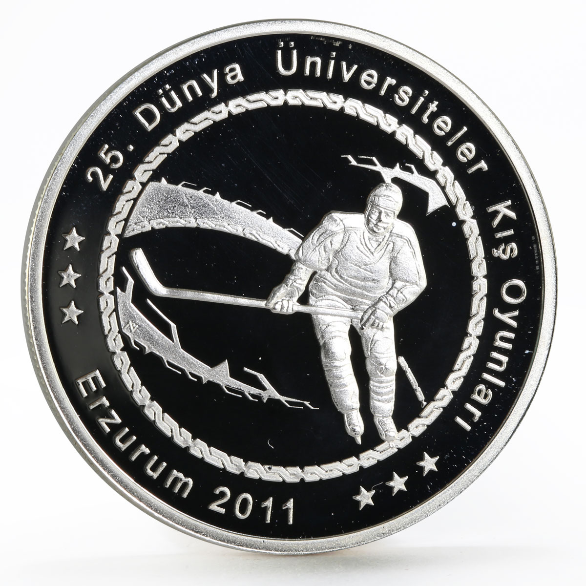 Turkey 50 lira World Universities Winter Games series Hockey silver coin 2011