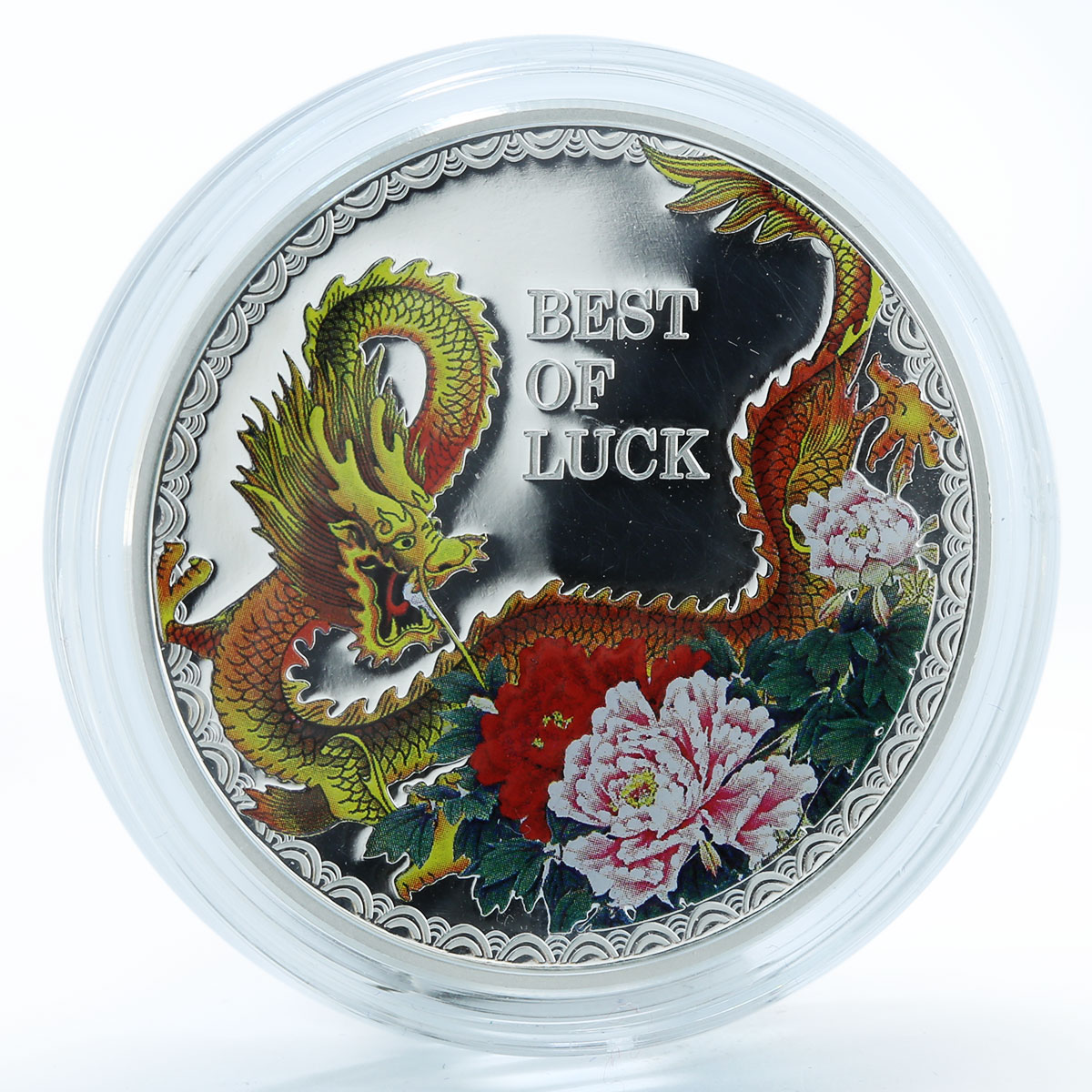 Cook Islands, $5, Year of the Dragon Best of Luck 2012 1oz Silver Coloured
