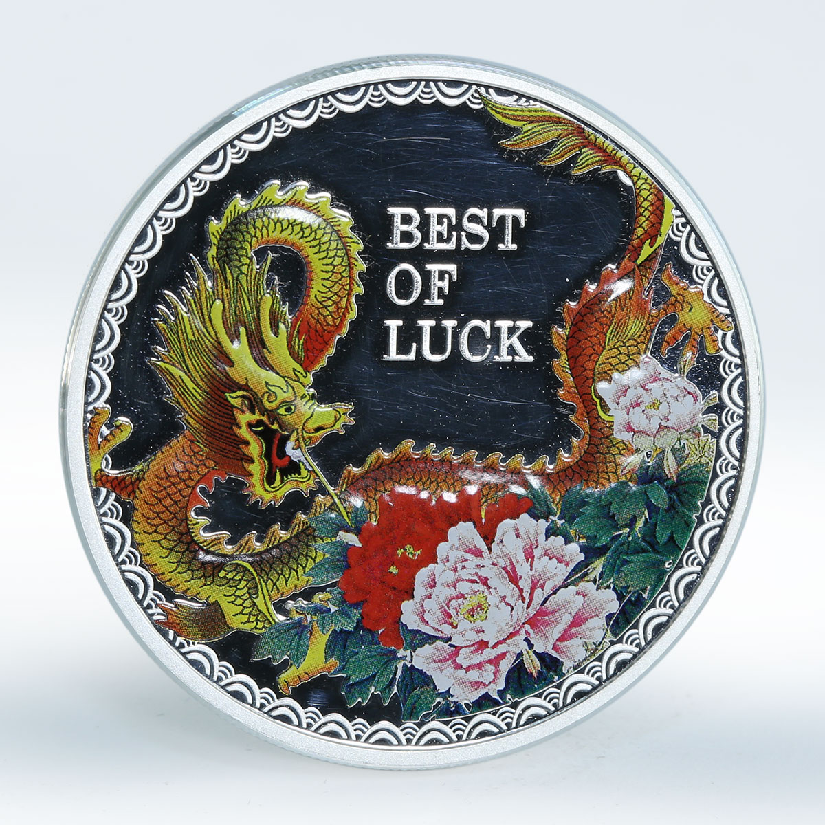 Cook Islands, $5, Year of the Dragon Best of Luck 2012 1oz Silver Coloured