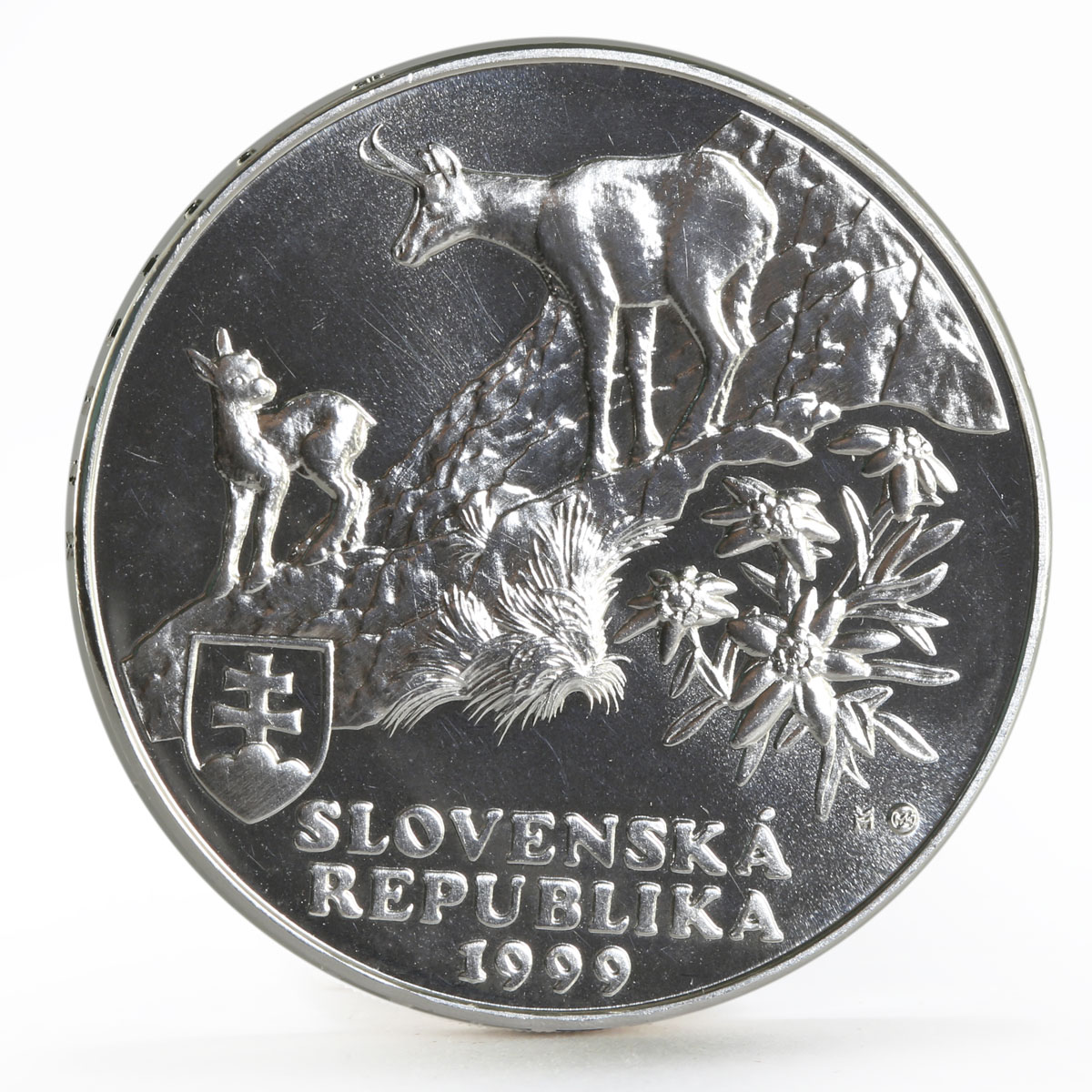 Slovakia 500 korun Tatras National Park Animals Fauna proof silver coin 1999