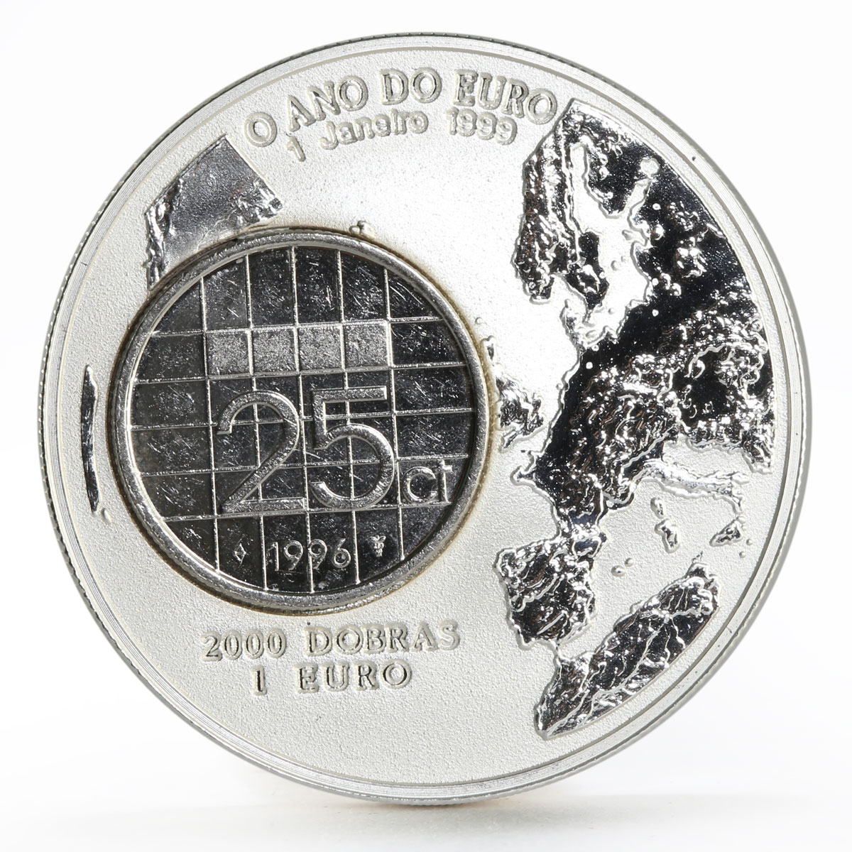 Sao Tome and Principe 2000 dobras Year of the Euro 25 Cents bimetal coin 1999