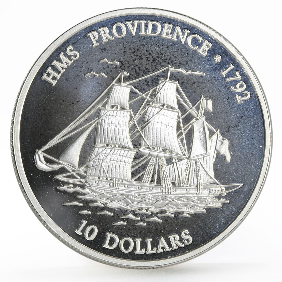 Fiji 10 dollars Sailing Ships series HMS Providence Ship proof silver coin 2001