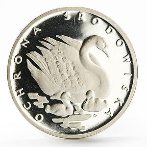 Poland 500 zlotych Endangered Wildlife series Swans proof silver coin 1984