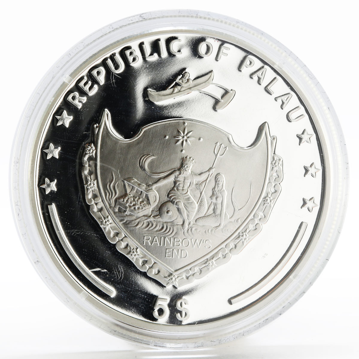 Palau 5 dollars Lunar Calendar series Year of the Dragon proof silver coin 2012