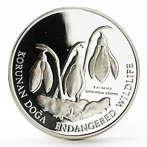 Turkey 1000000 lira Endangered Wildlife series Greater Snowdrop silver coin 1996