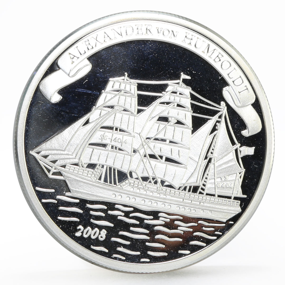 Cook Islands 2 dollars Sailing Ship Alexander von Humboldt silver coin 2008