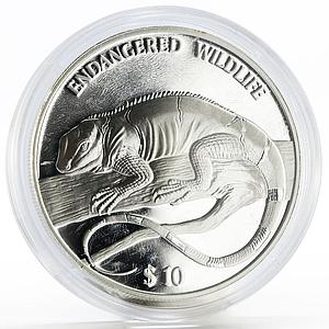 Fiji 10 dollars Endangered Wildlife series Fiji Banded Iguana silver coin 1997