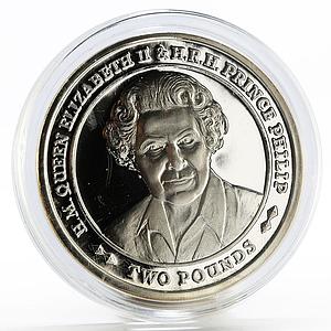 Sandwich Islands 2 pounds 70 Years of Marriage of Elizabeth II silver coin 2017