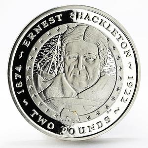 Sandwich Islands 2 pounds Explorer Ernest Shackleton proof silver coin 2007
