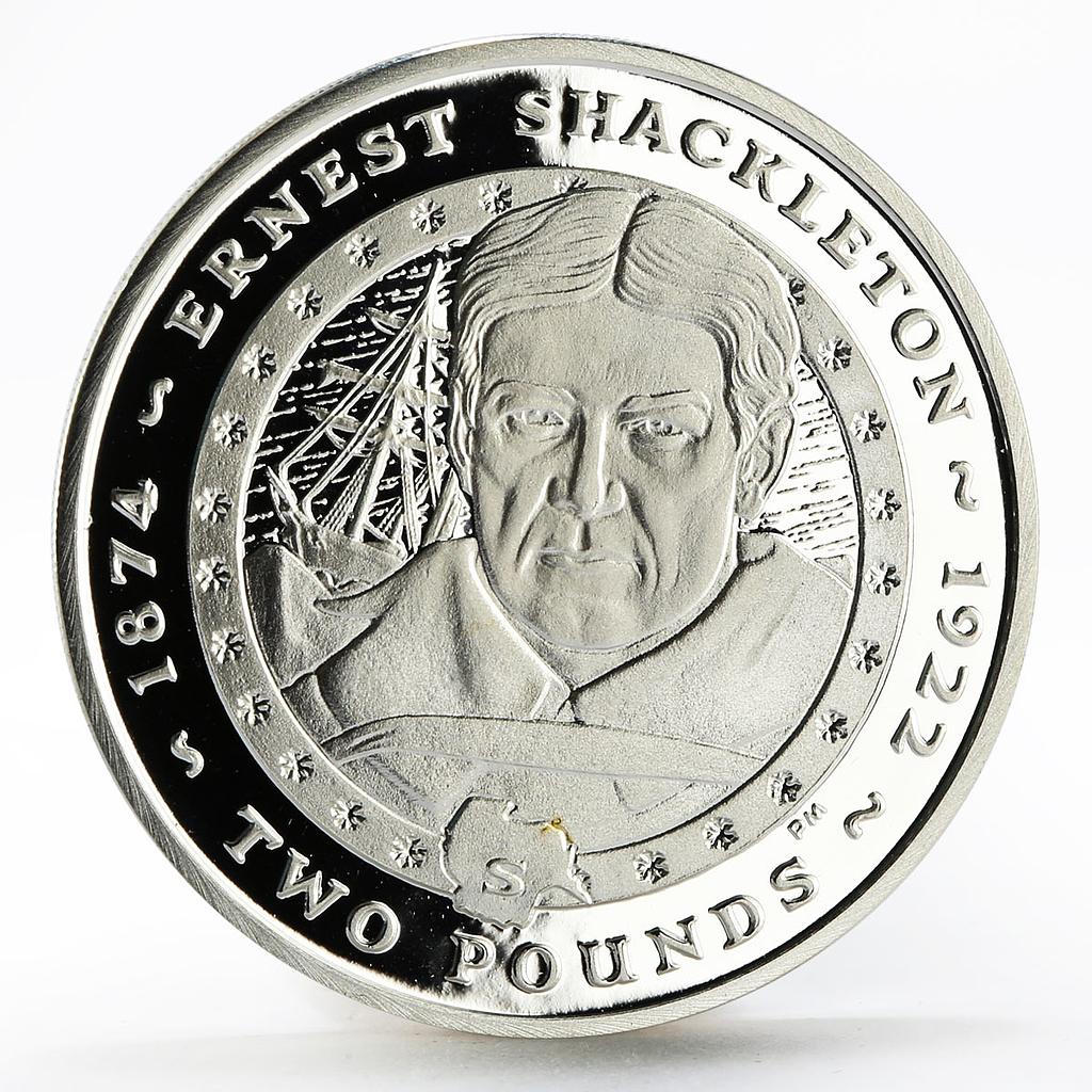Sandwich Islands 2 pounds Explorer Ernest Shackleton proof silver coin 2007