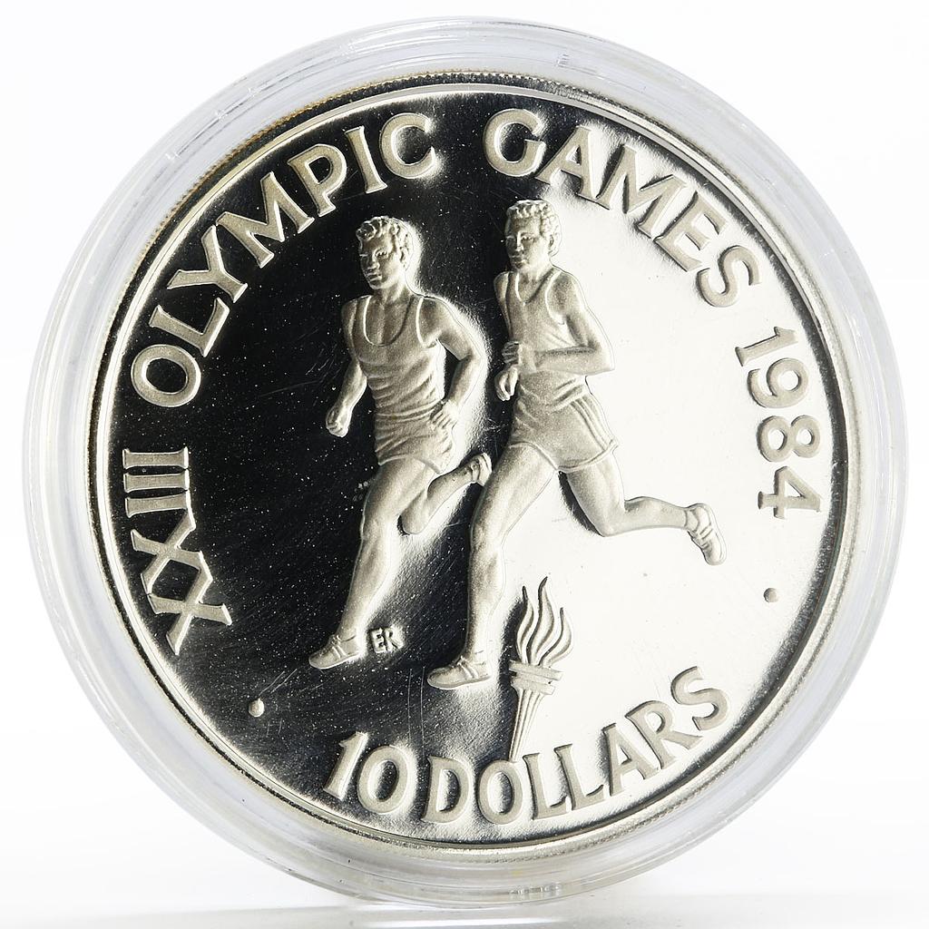 Solomon Islands 10 dollars LA Olympic Games series Runners silver coin 1984