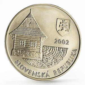 Slovakia 200 korun World Heritage series Vlkolinec Village silver coin 2002