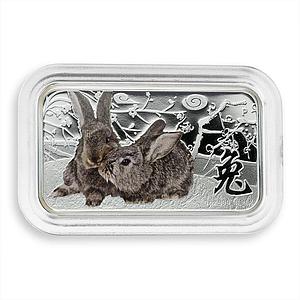 Cook Islands 1 dollar Year of the Rabbit Lunar Grey silver proof coin 2011