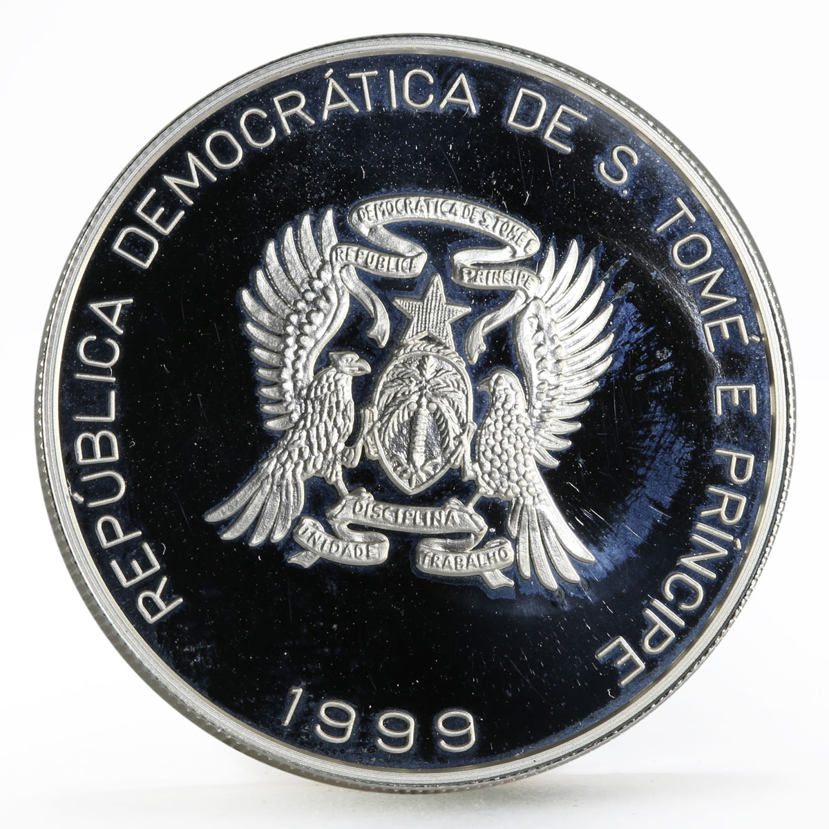 Sao Tome and Principe 2000 dobras Year of the Euro 10 Pennia bimetal coin 1999