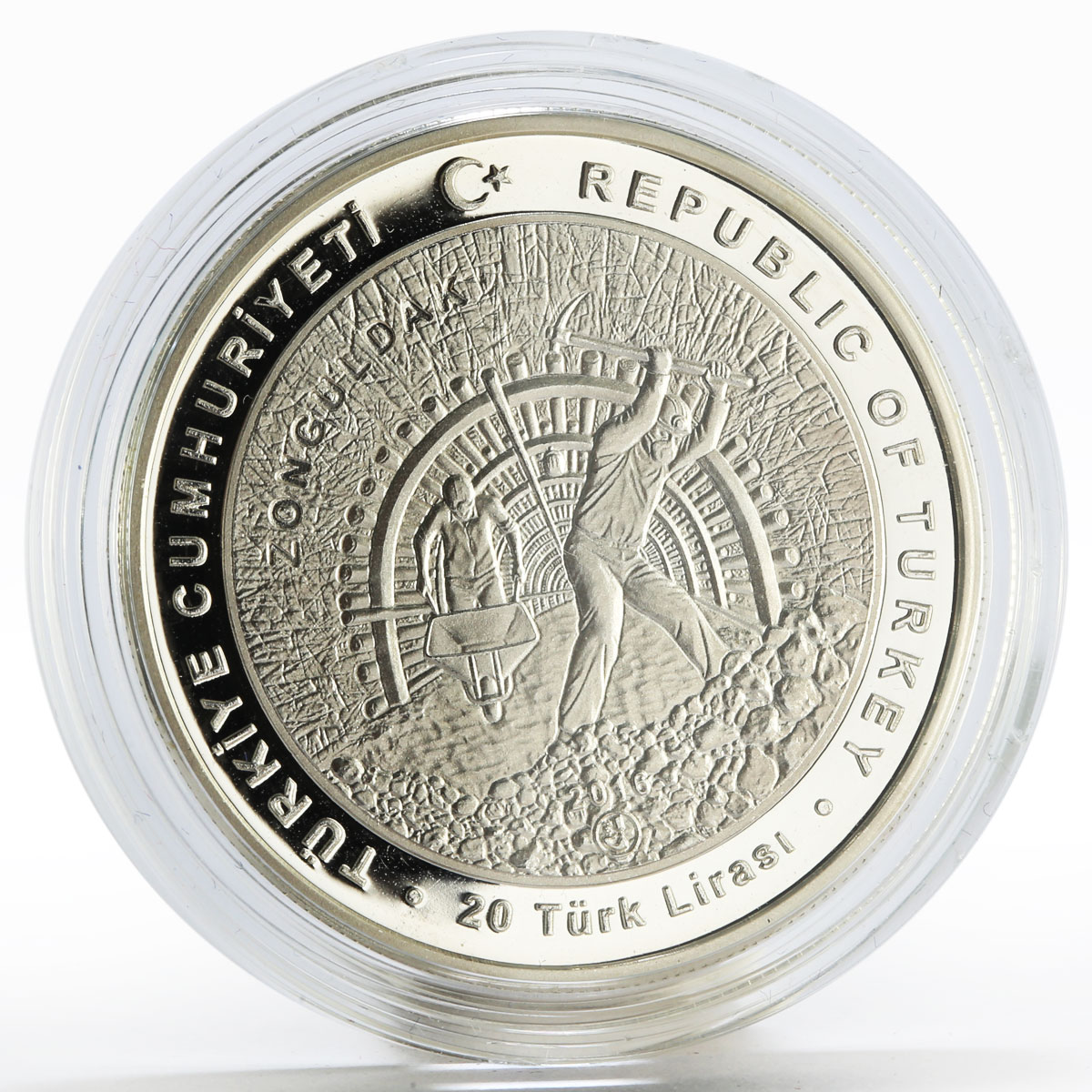 Turkey 20 lira 7 Regions series Zonguldak - Rize Two Workers silver coin 2016