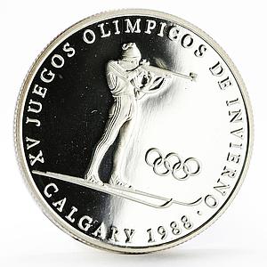 Panama 1 balboa Calgary Olympic Winter Games series Biathlon silver coin 1988