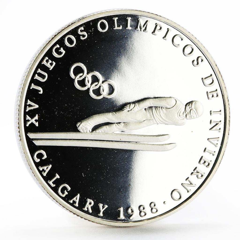 Panama 1 balboa Calgary Olympic Winter Games series Ski Jumping silver coin 1988