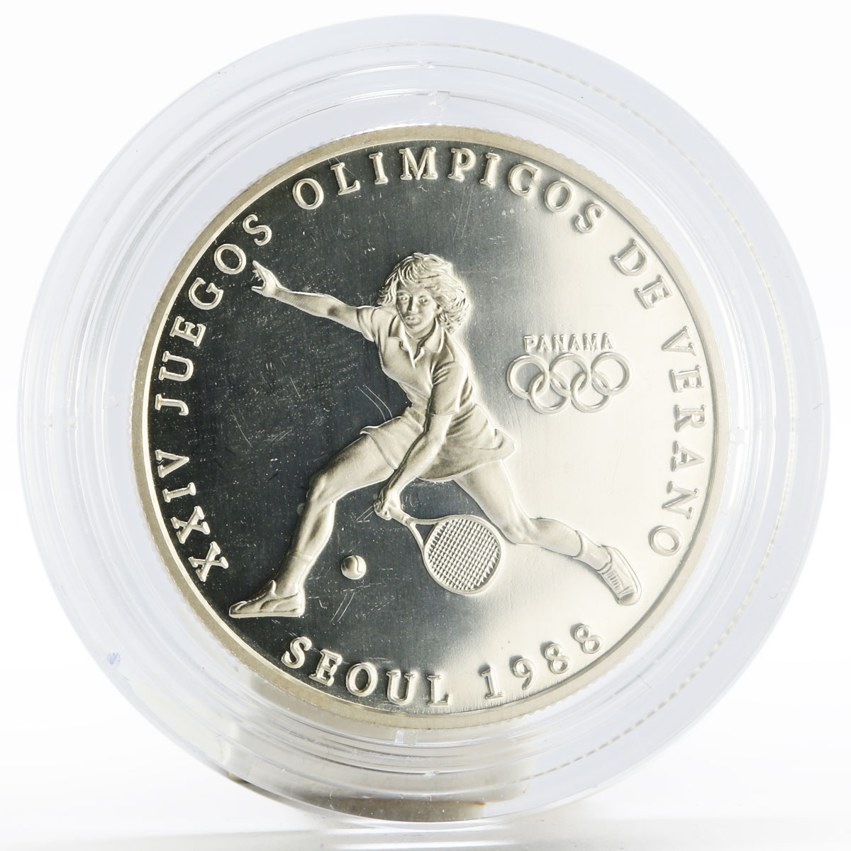 Panama 1 balboa Seoul Olympic Games series Tennis proof silver coin 1988