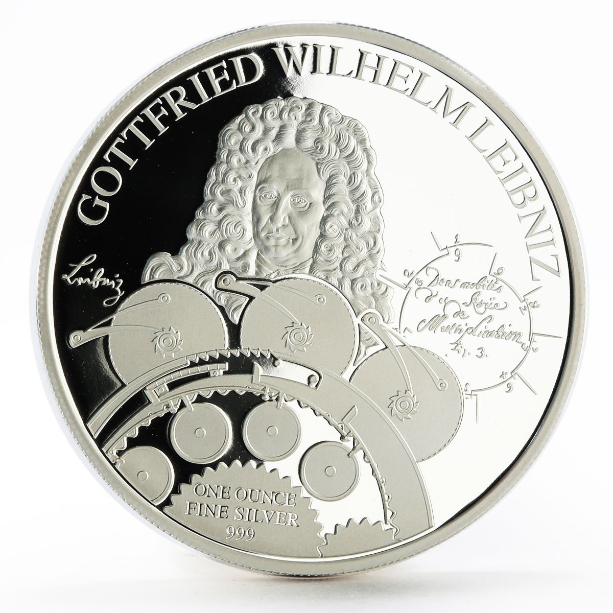 Samoa 5 dollars Gottfried Wilhelm Leibniz German Polymath proof silver coin 2016