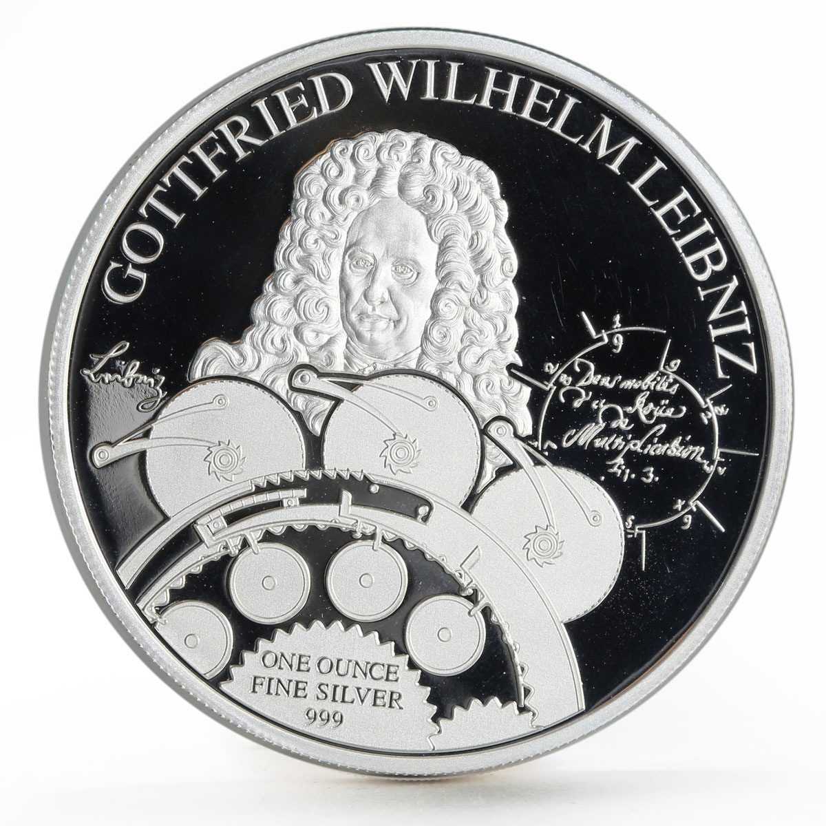 Samoa 5 dollars Gottfried Wilhelm Leibniz German Polymath proof silver coin 2016