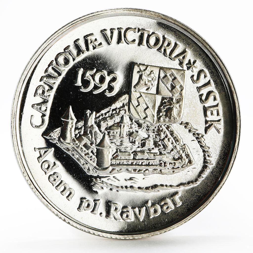 Slovenia 500 tolarjev 400 Years of the Battle for Sisak proof silver coin 1993