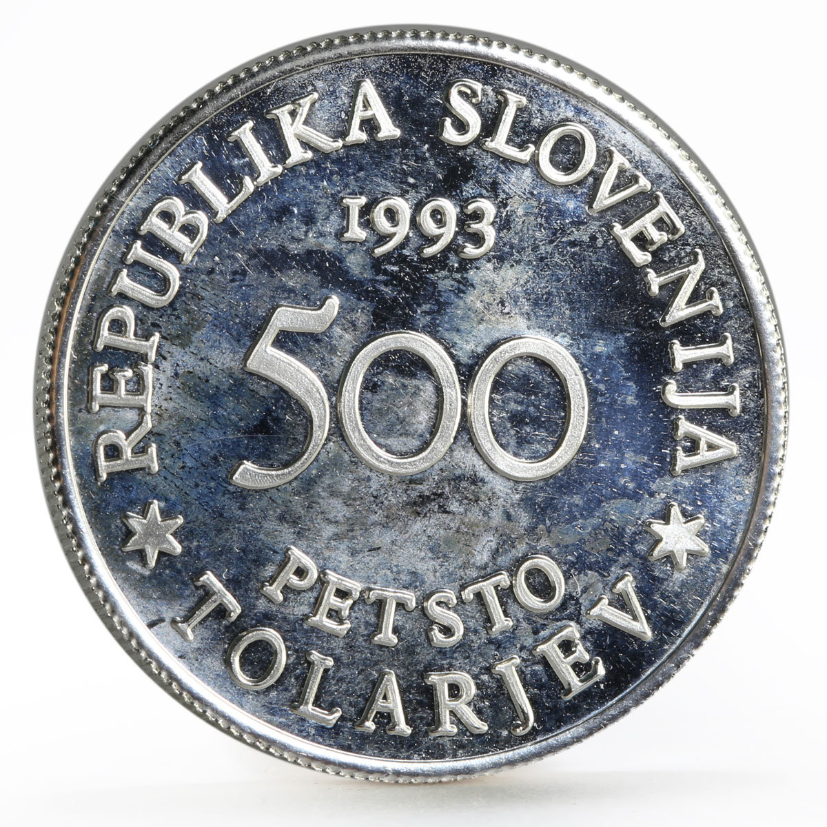 Slovenia 500 tolarjev 400 Years of the Battle for Sisak proof silver coin 1993