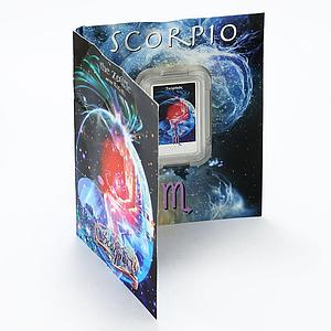 Niue 2 dollars Zodiac Signs series Scorpio colored proof silver coin 2011