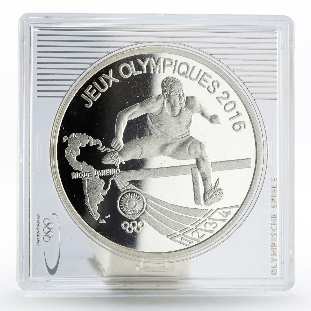 Rwanda 500 francs Rio de Janeiro Olympic Games series Hurdling silver coin 2013