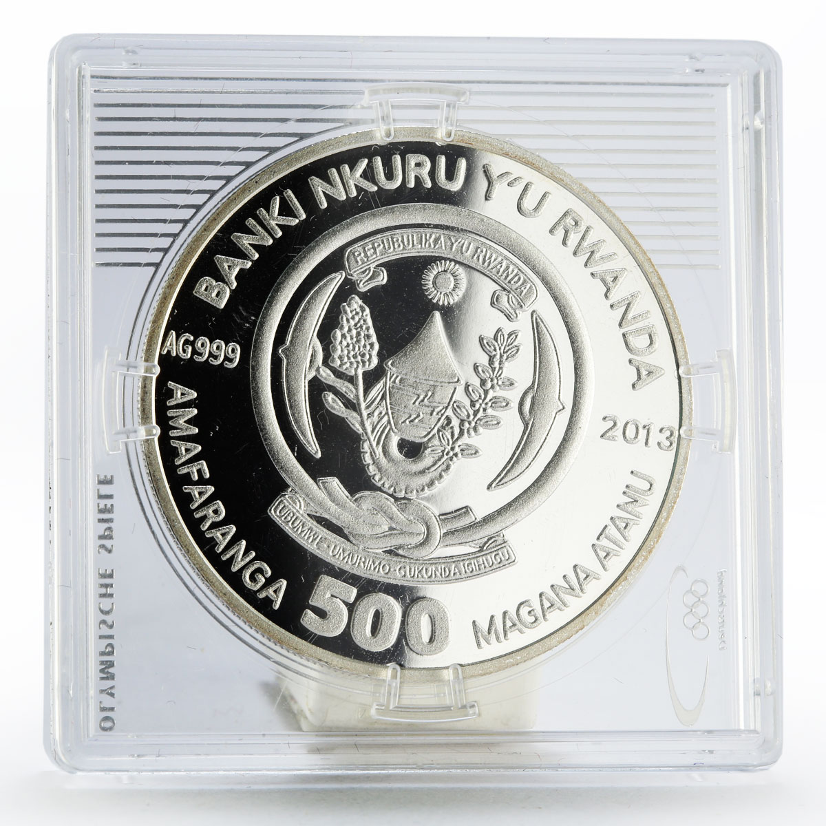 Rwanda 500 francs Rio de Janeiro Olympic Games series Hurdling silver coin 2013