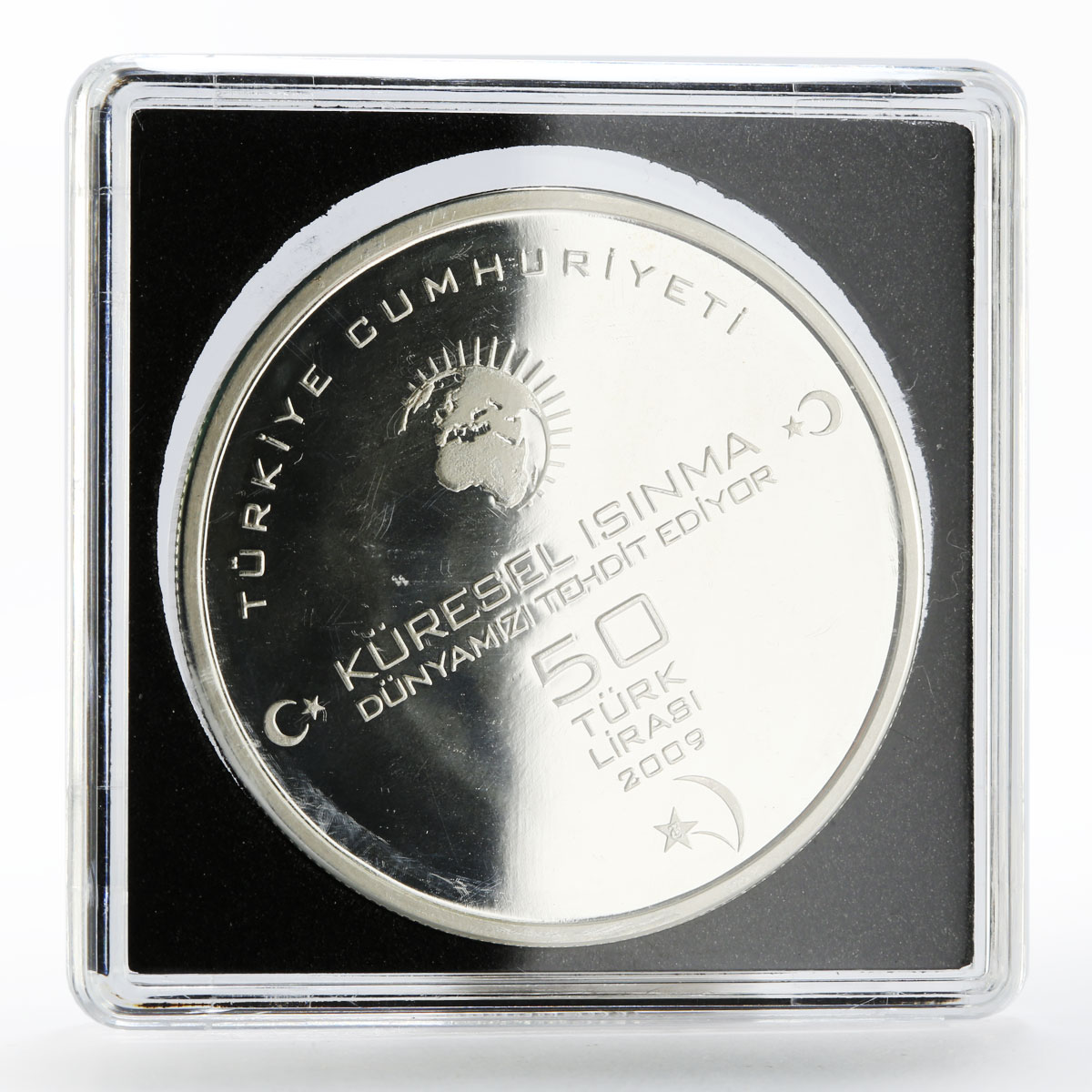 Turkey 50 lira Global Warming and The Problem of Water proof silver coin 2009