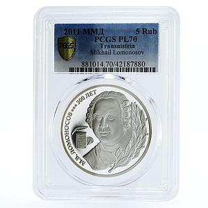 Transnistria 5 rubles Scientist Mikhail Lomonosov PL70 PCGS silver coin 2011