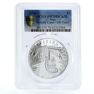 Niue 1 dollar 100 Years of the Panama Canal Steamship PR70 PCGS silver coin 2014