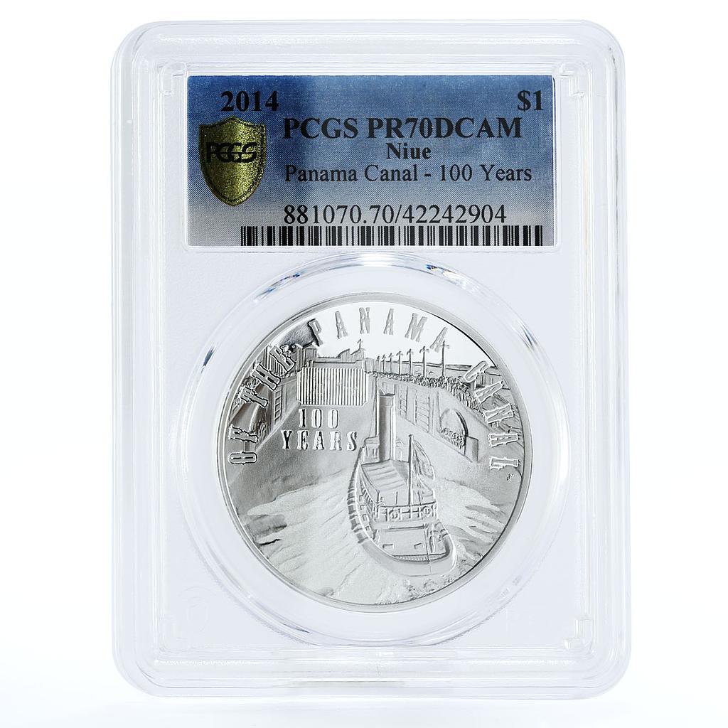 Niue 1 dollar 100 Years of the Panama Canal Steamship PR70 PCGS silver coin 2014