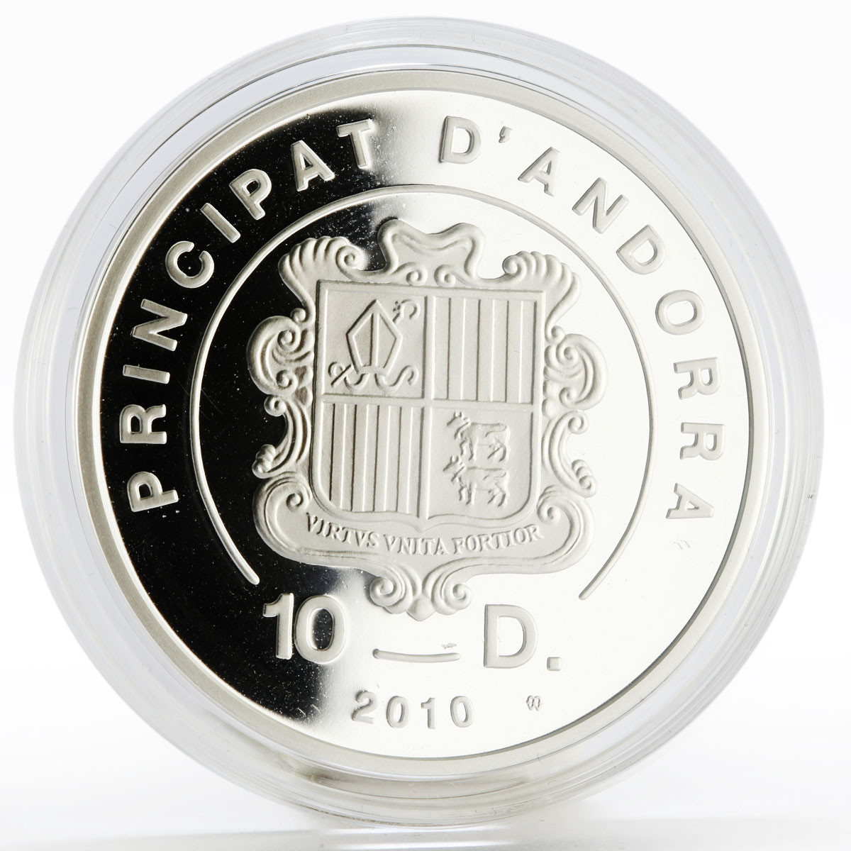 Andorra 10 dinars Holy Helpers series St. Barbara silver proof coin 2010