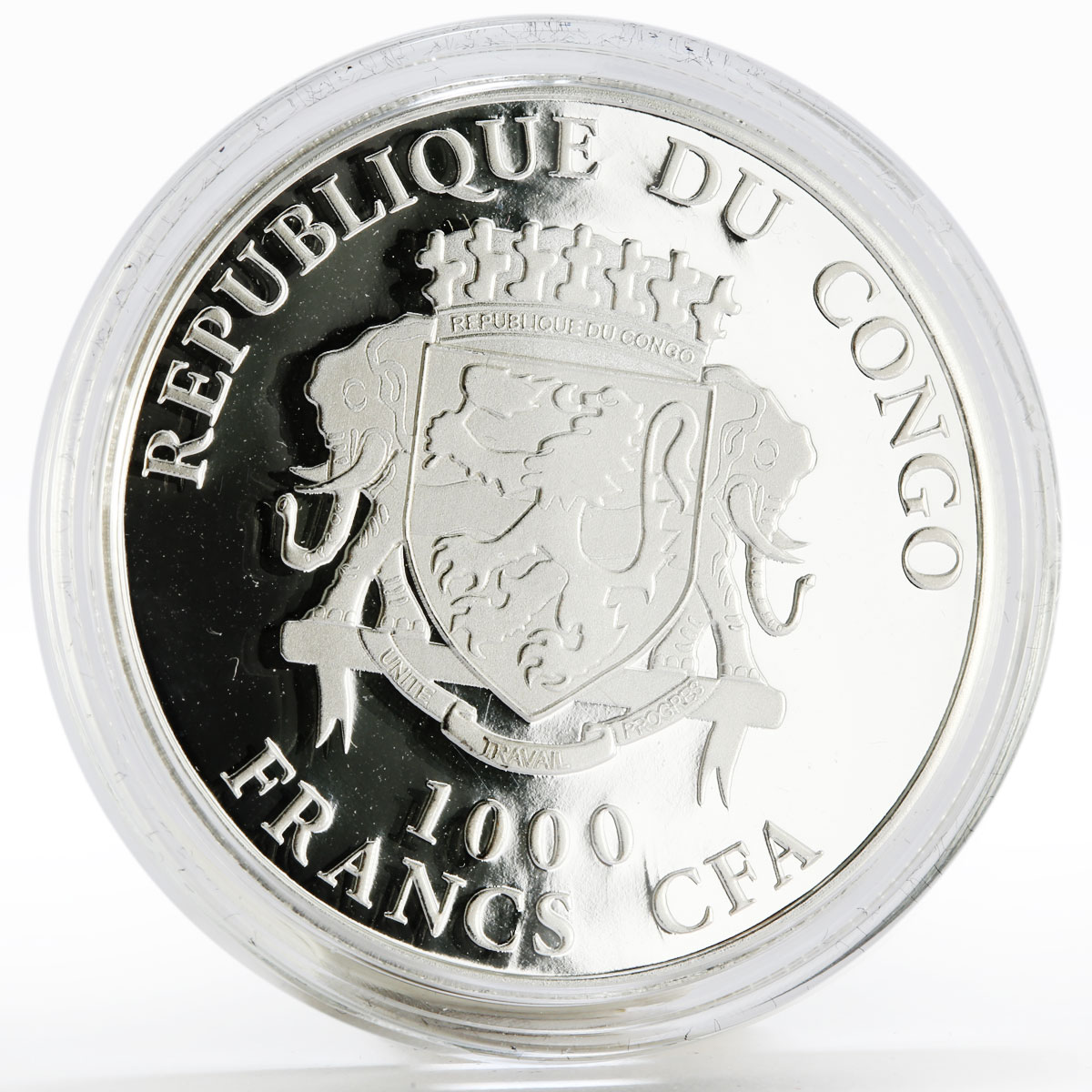 Congo 1000 francs Russian Winter Clock colored proof silver coin 2016