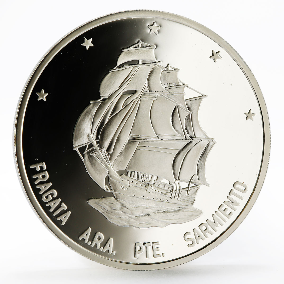 Argentina 25 pesos Ship Presidente Sarmiento proof silver coin 2002