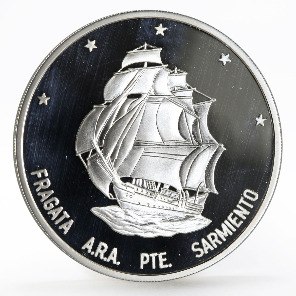 Argentina 25 pesos Ship Presidente Sarmiento proof silver coin 2002