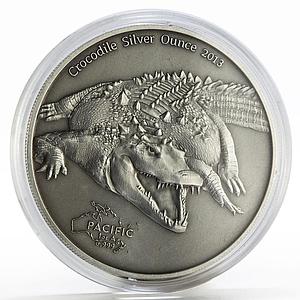 Tokelau 5 dollars Pacific Animals series Crocodile silver coin 2013