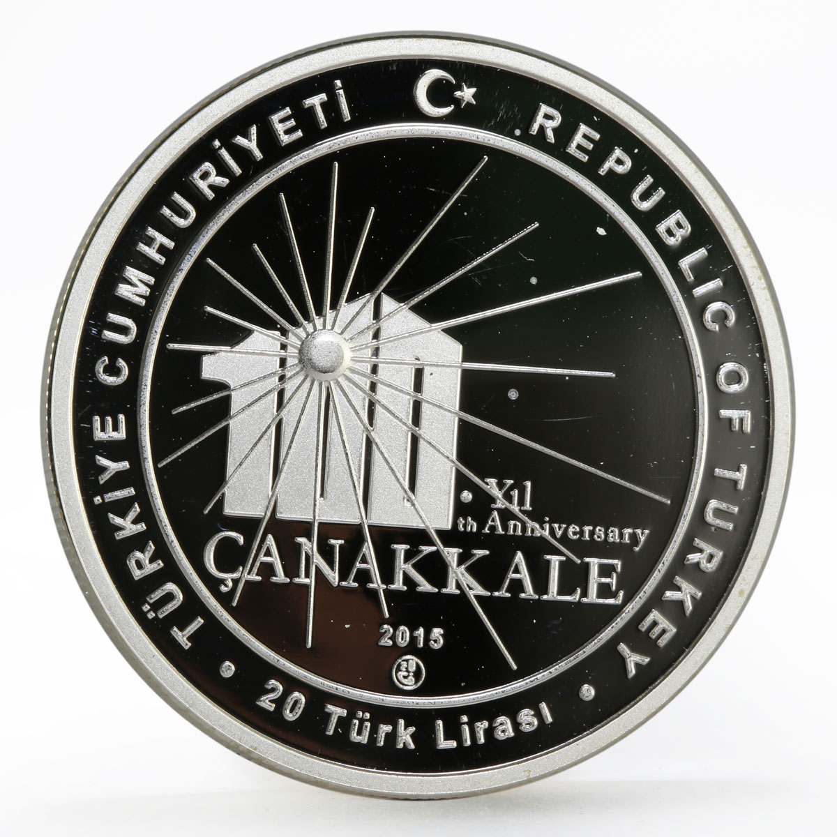 Turkey 20 lira 100th Anniversary of the Battle for Canakkale silver coin 2015