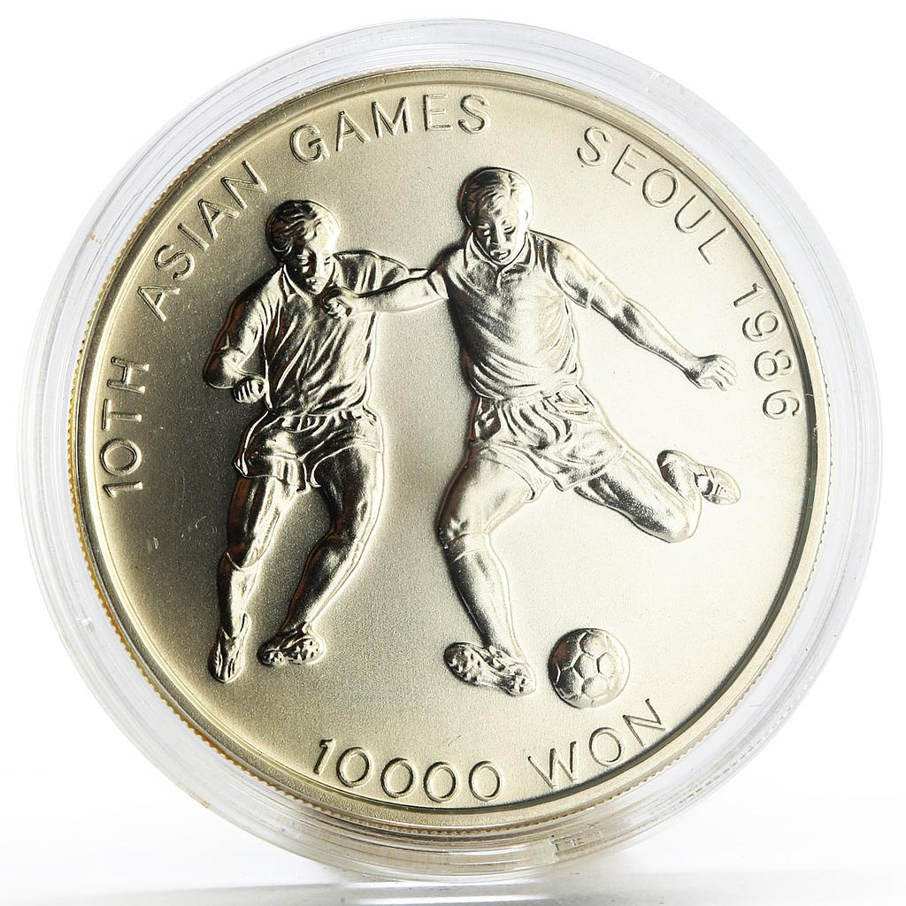 Korea 10000 won 10th Seoul Asian Games series Football silver coin 1986