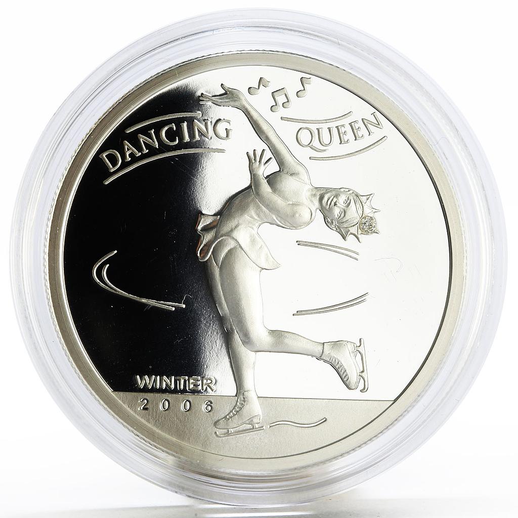 Mongolia 500 togrog Turin Olympic Games series Dancing Queen silver coin 2006