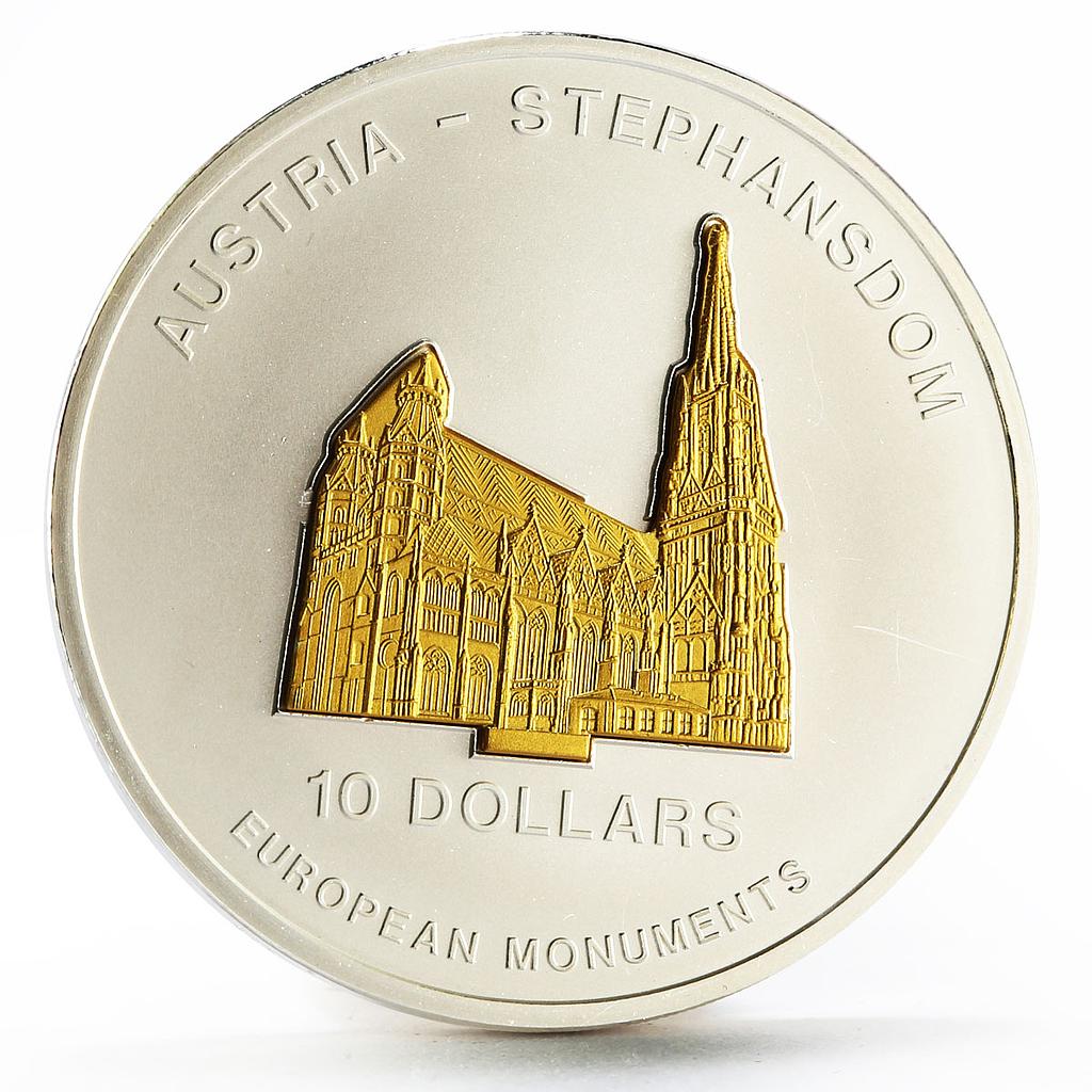 Nauru 10 dollars European Monuments St. Stephen's Cathedral silver coin 2005