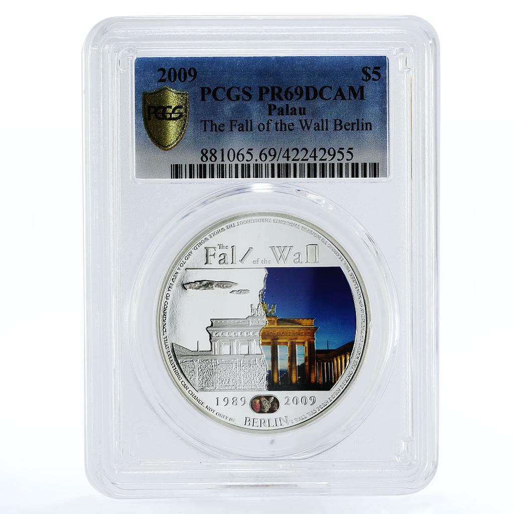 Palau 5 dollars 20 Years to the Fall of Berlin Wall PR69 PCGS silver coin 2009