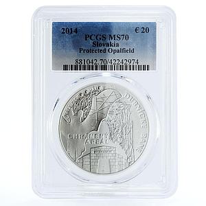 Slovakia 20 euro Opalfield Dubnicke Mines Bat MS70 PCGS silver coin 2014