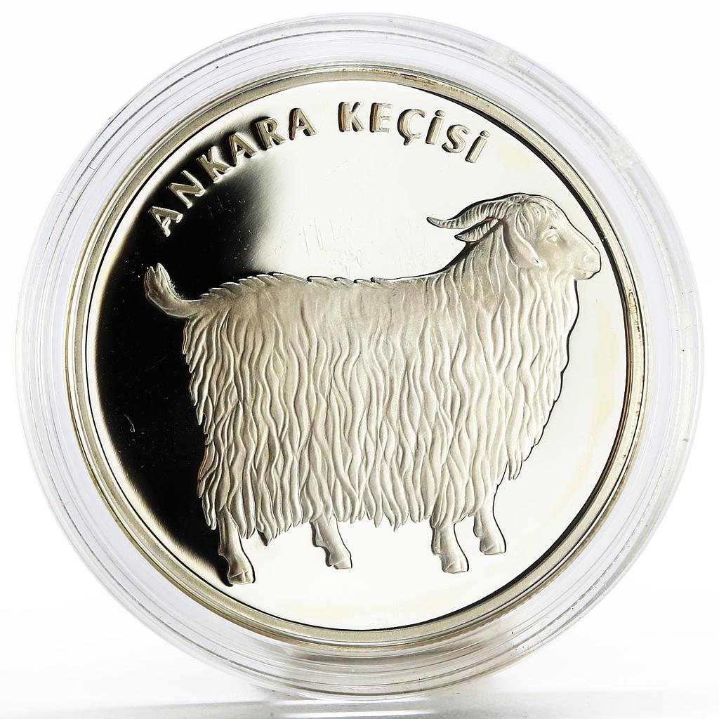 Turkey 20 lira Animal series Angora Goat proof silver coin 2005