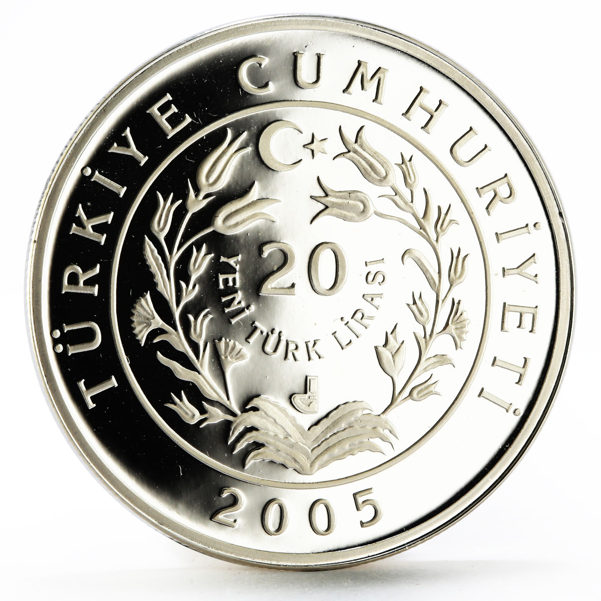 Turkey 20 lira Animal series Desert Lizard proof silver coin 2005