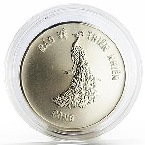 Vietnam 100 dong Natural Animals Protection series Paon silver coin 1986